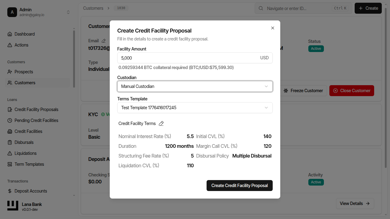 Enter facility amount