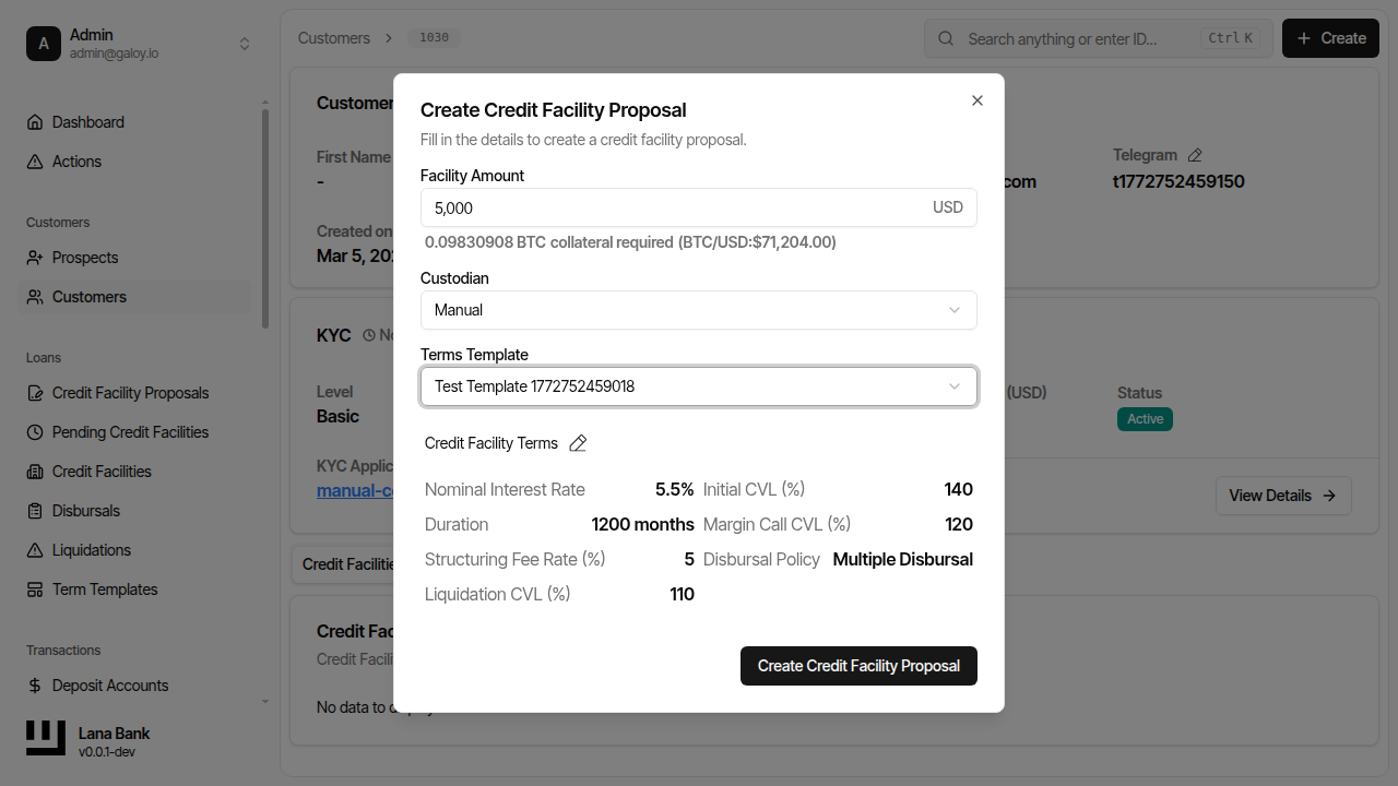 Enter facility amount