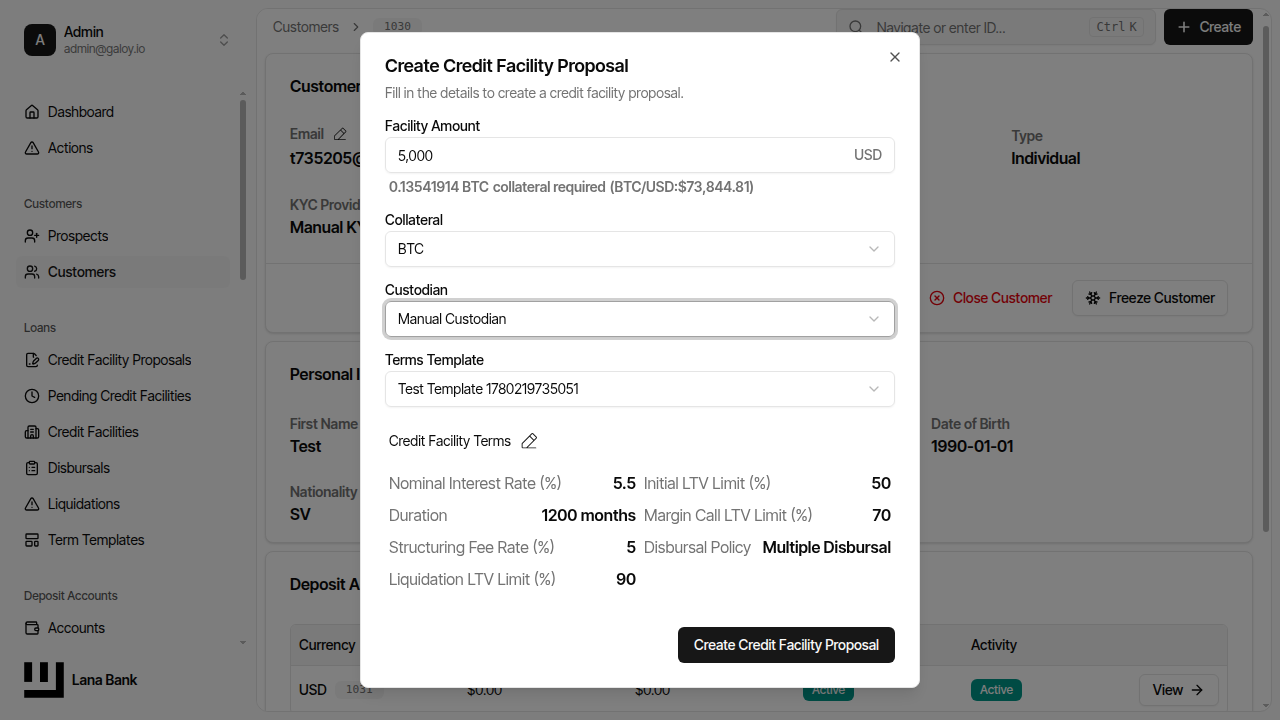 Enter facility amount