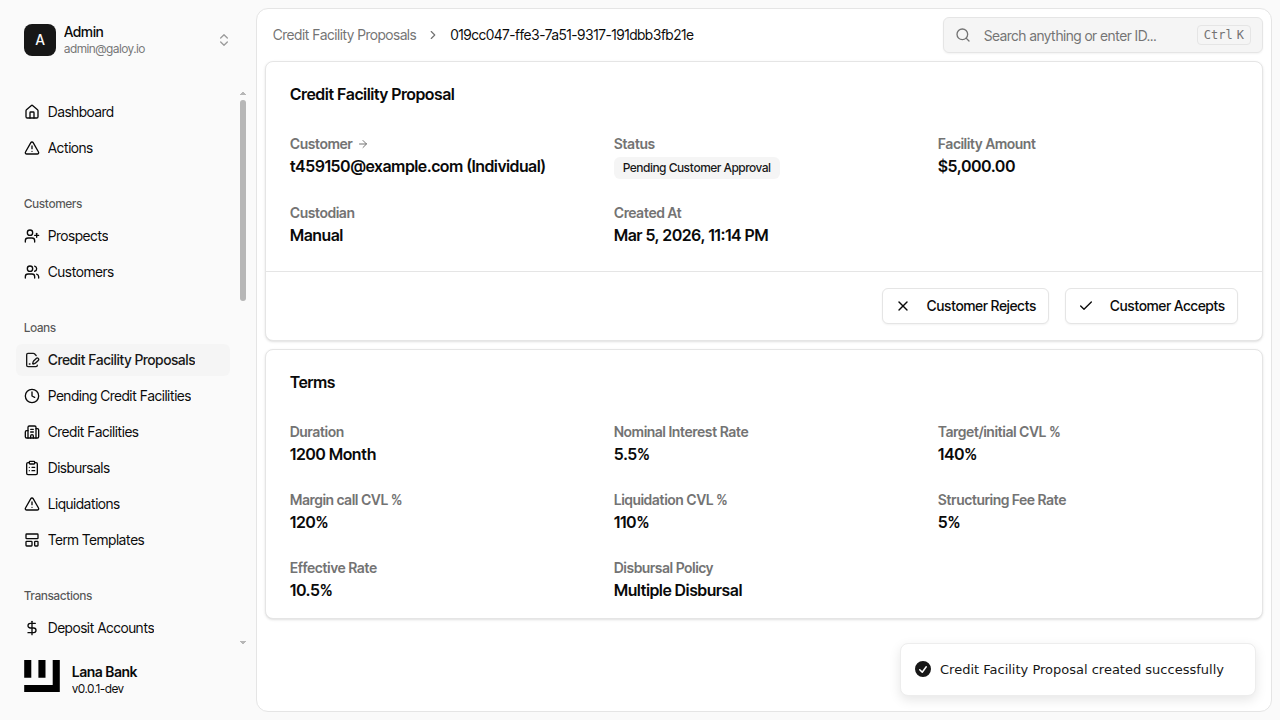 Proposal created successfully
