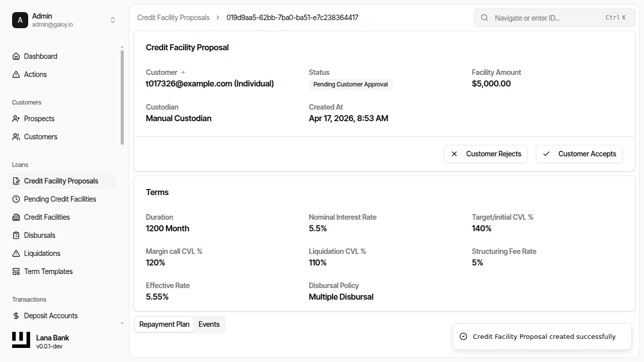 Proposal created successfully