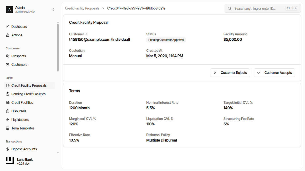 Customer approval button