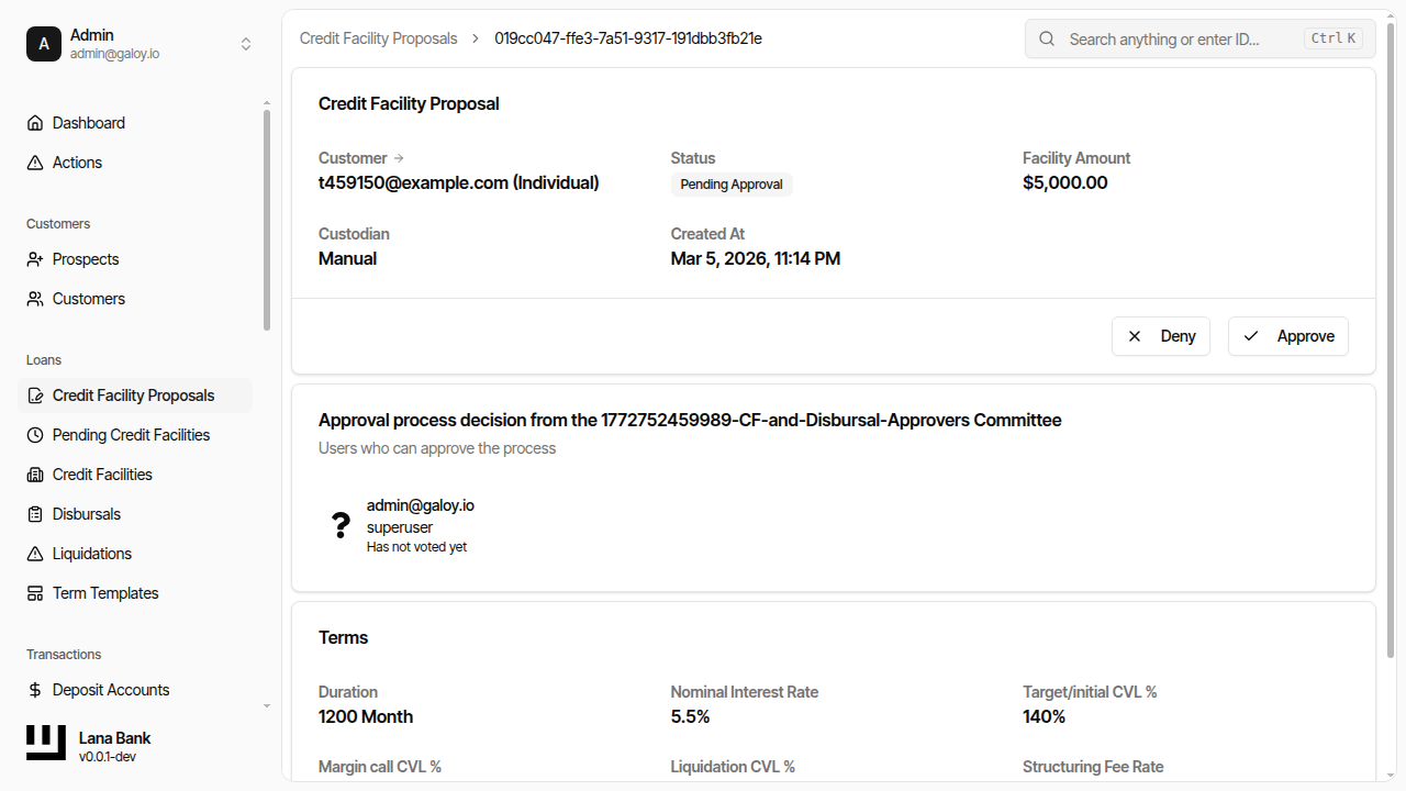 Proposal pending approval