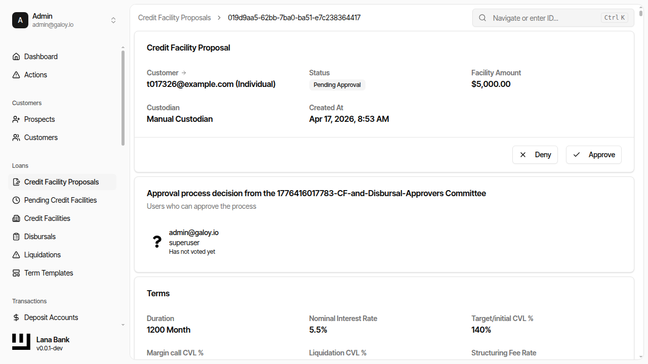 Proposal pending approval