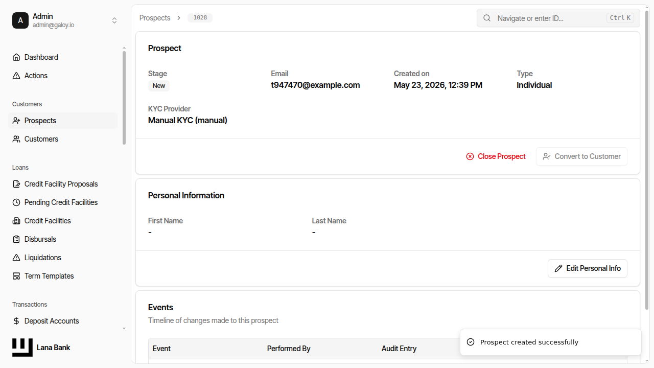 Prospect details page