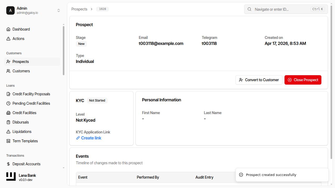 Prospect details page