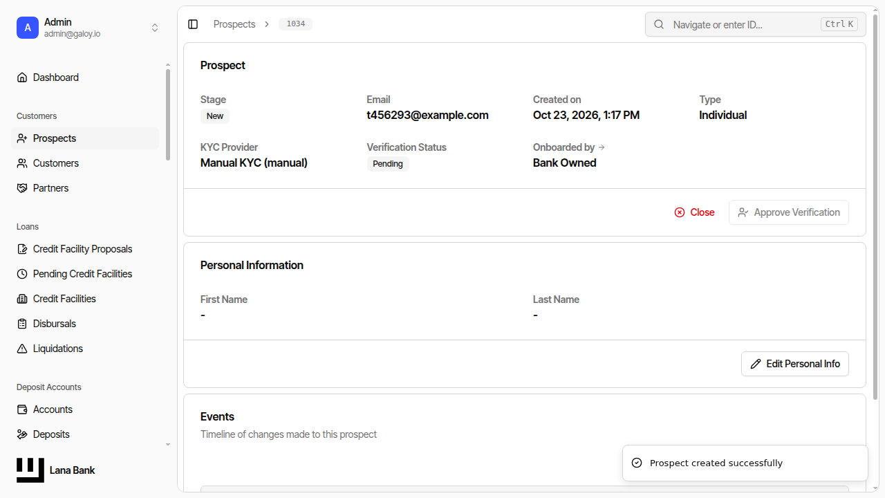 Prospect details page