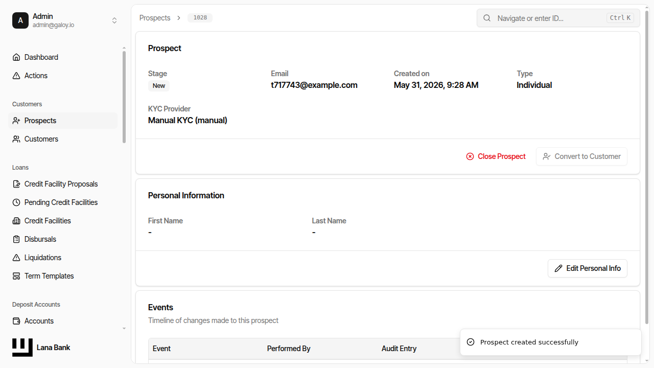Prospect details page