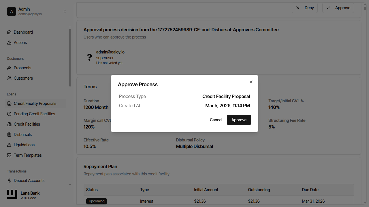 Approve proposal dialog