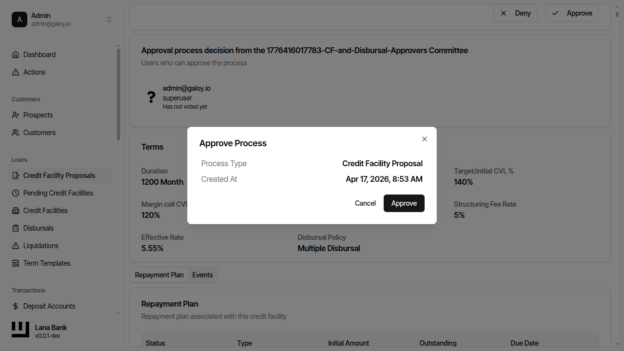 Approve proposal dialog
