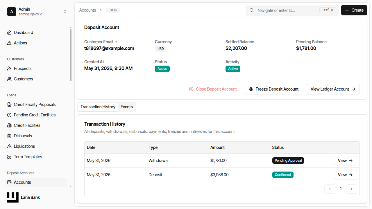 Withdrawal in transaction history