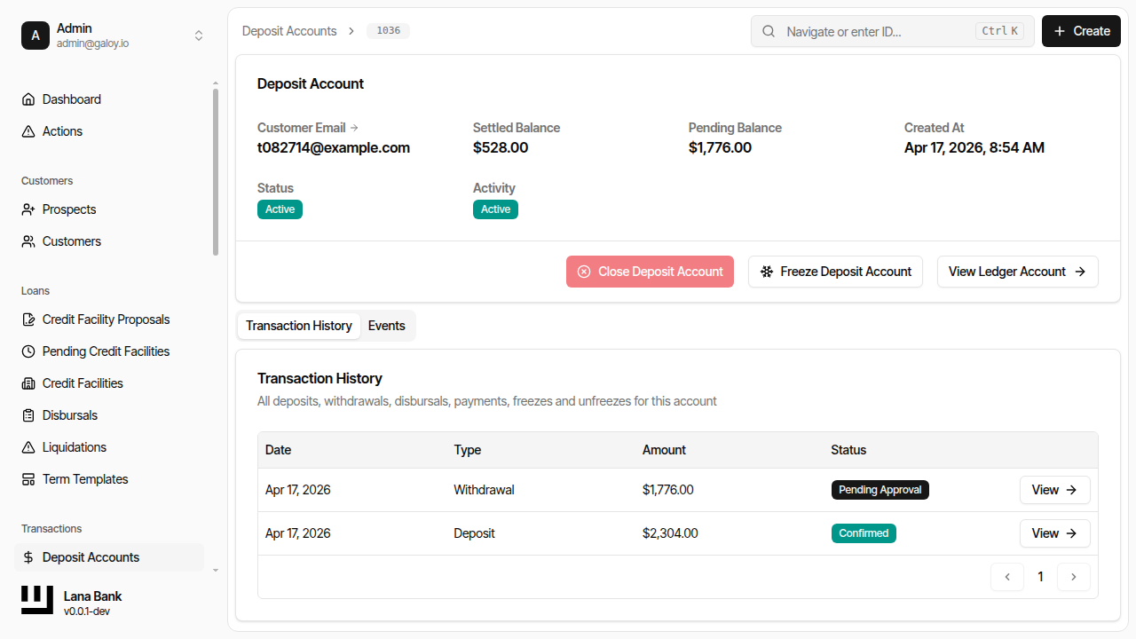 Withdrawal in transaction history