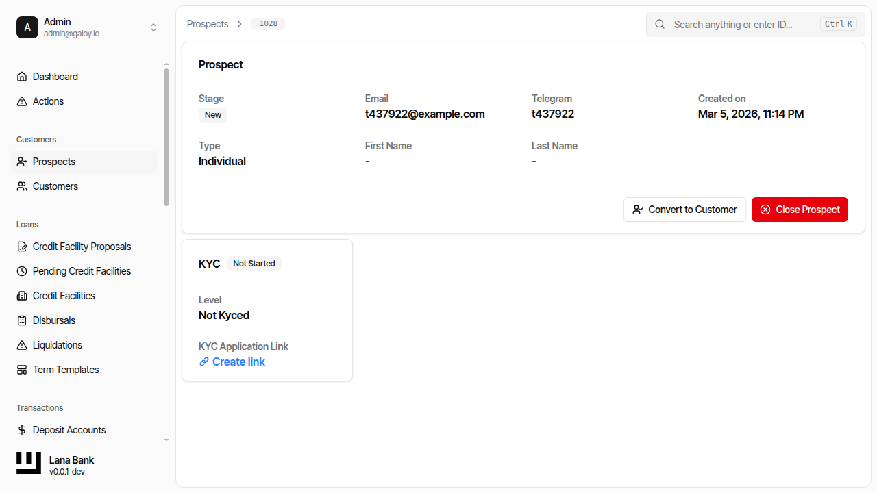 Customer KYC detail section