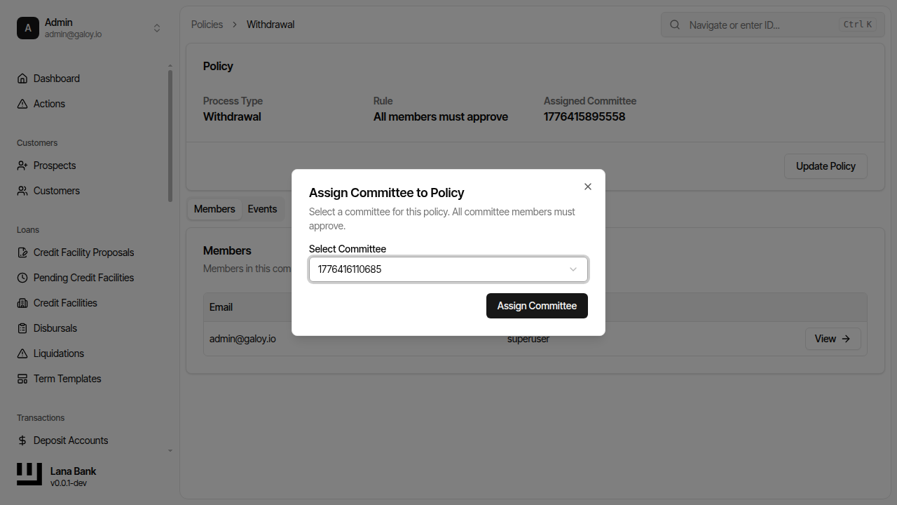 Assign committee to policy