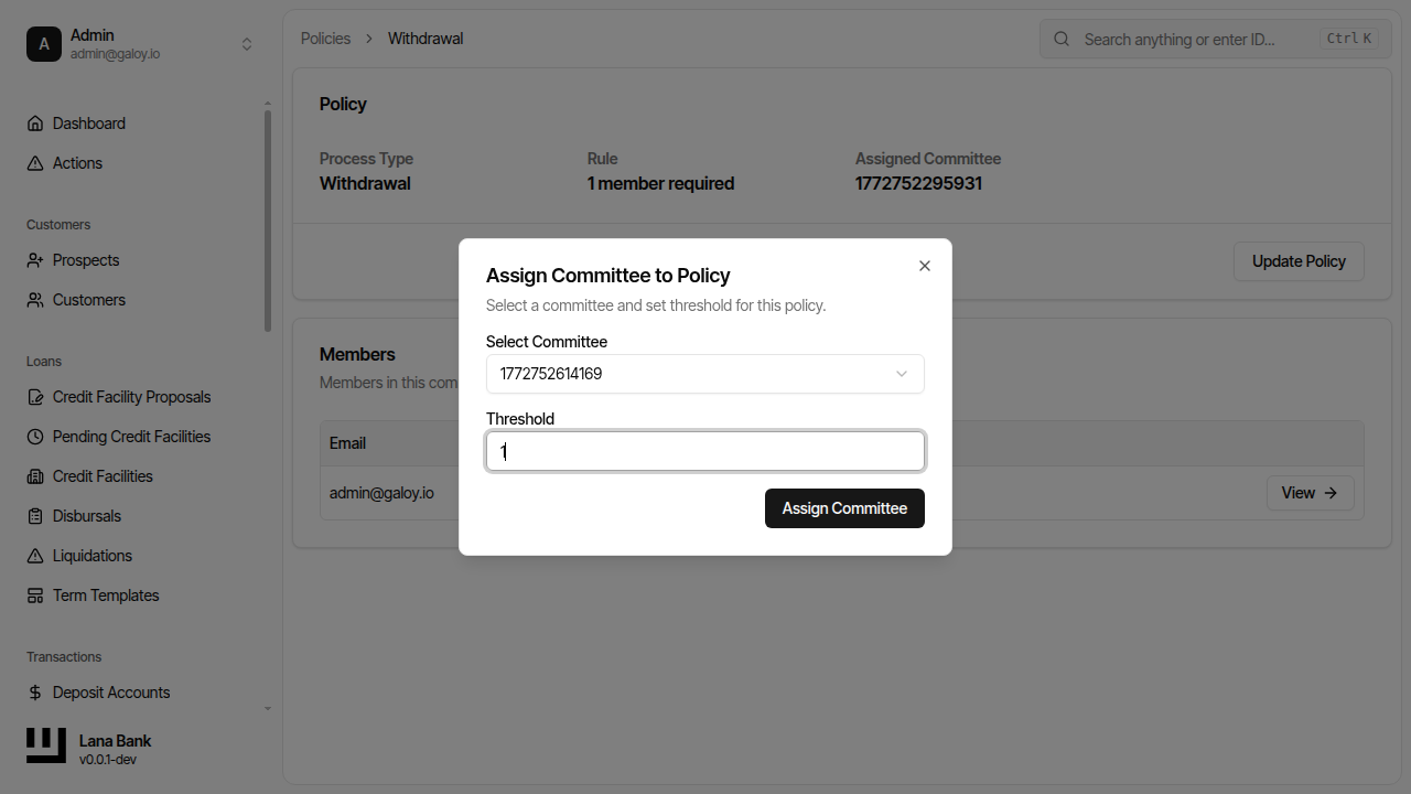 Assign committee to policy
