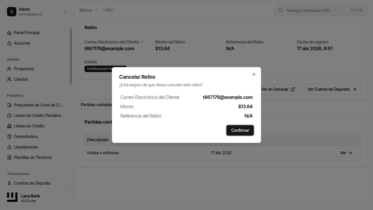 Cancel withdrawal button