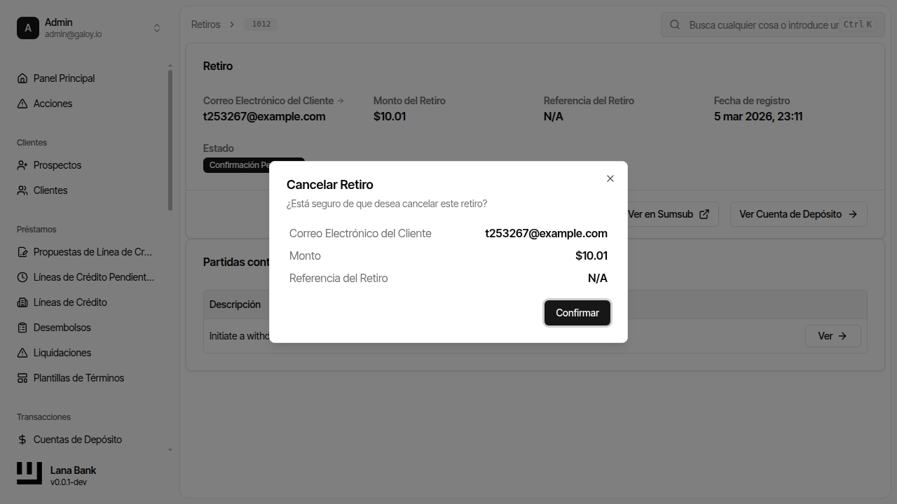 Cancel withdrawal button