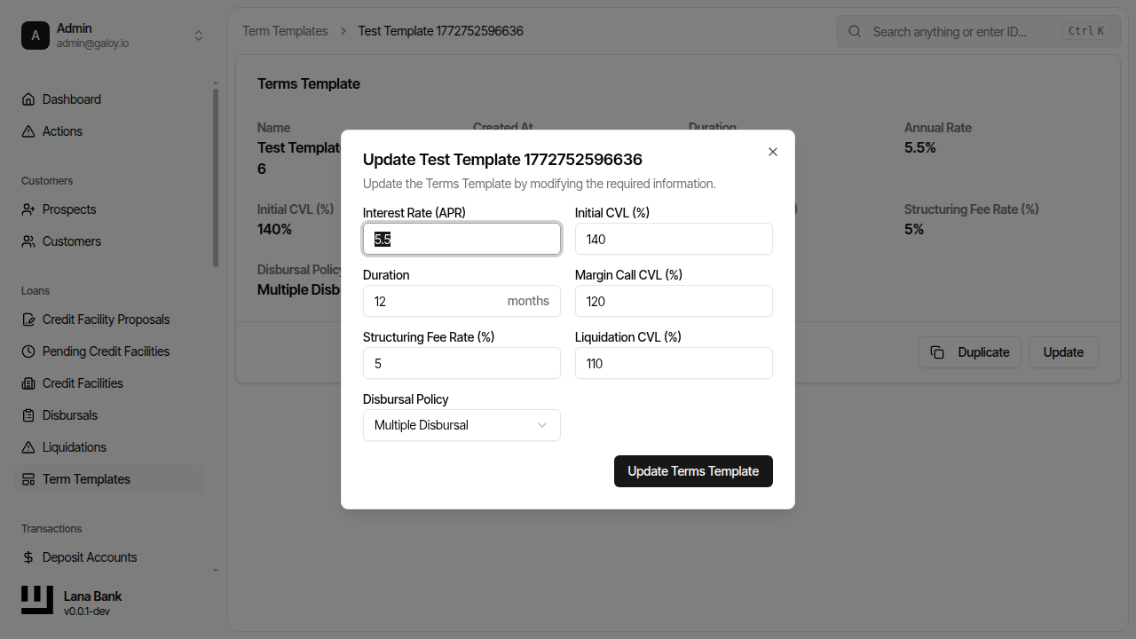 Click update template