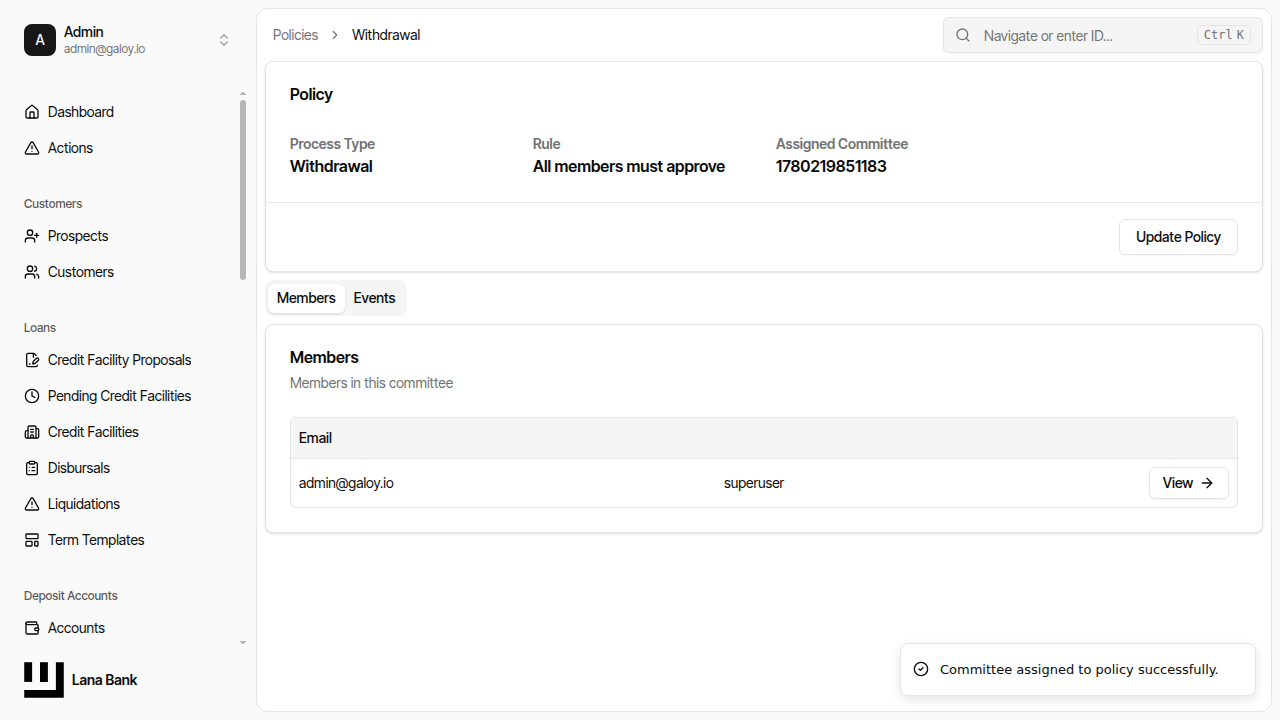 Verify committee assigned