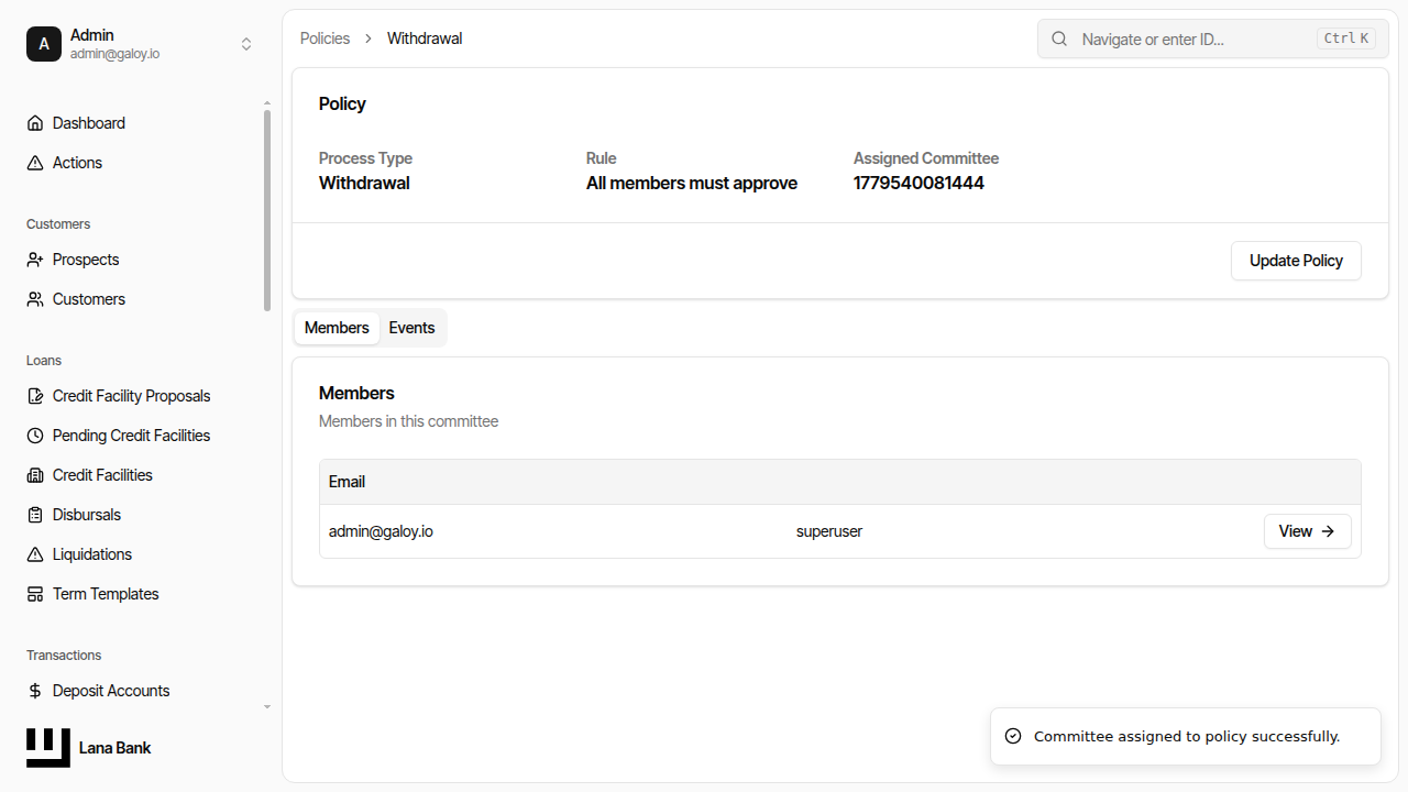 Verify committee assigned