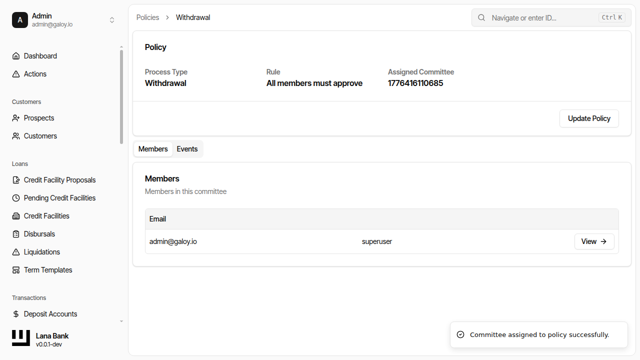 Verify committee assigned