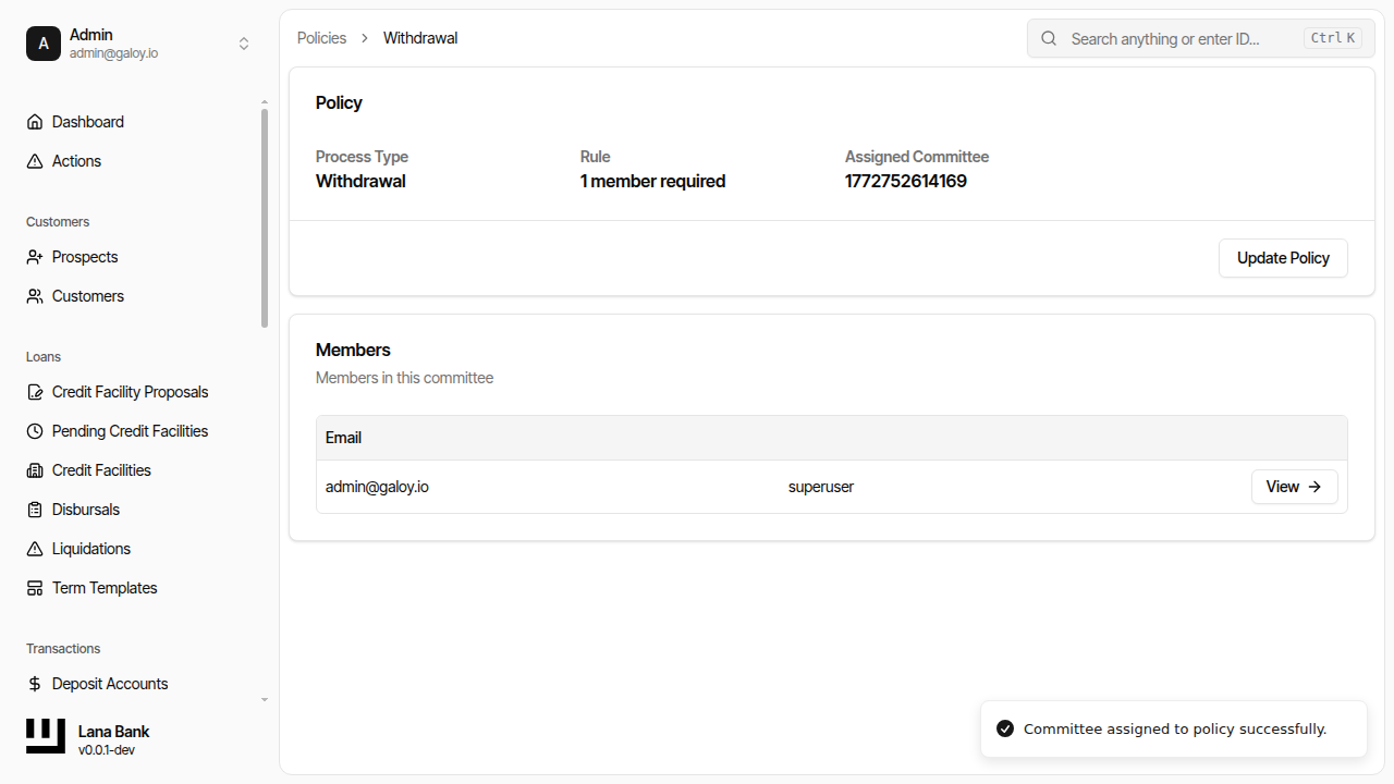 Verify committee assigned
