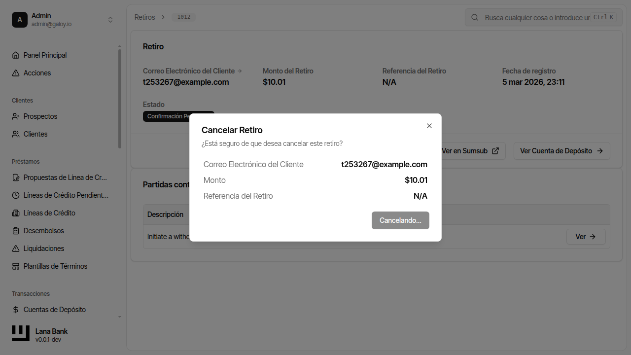 Confirm cancellation