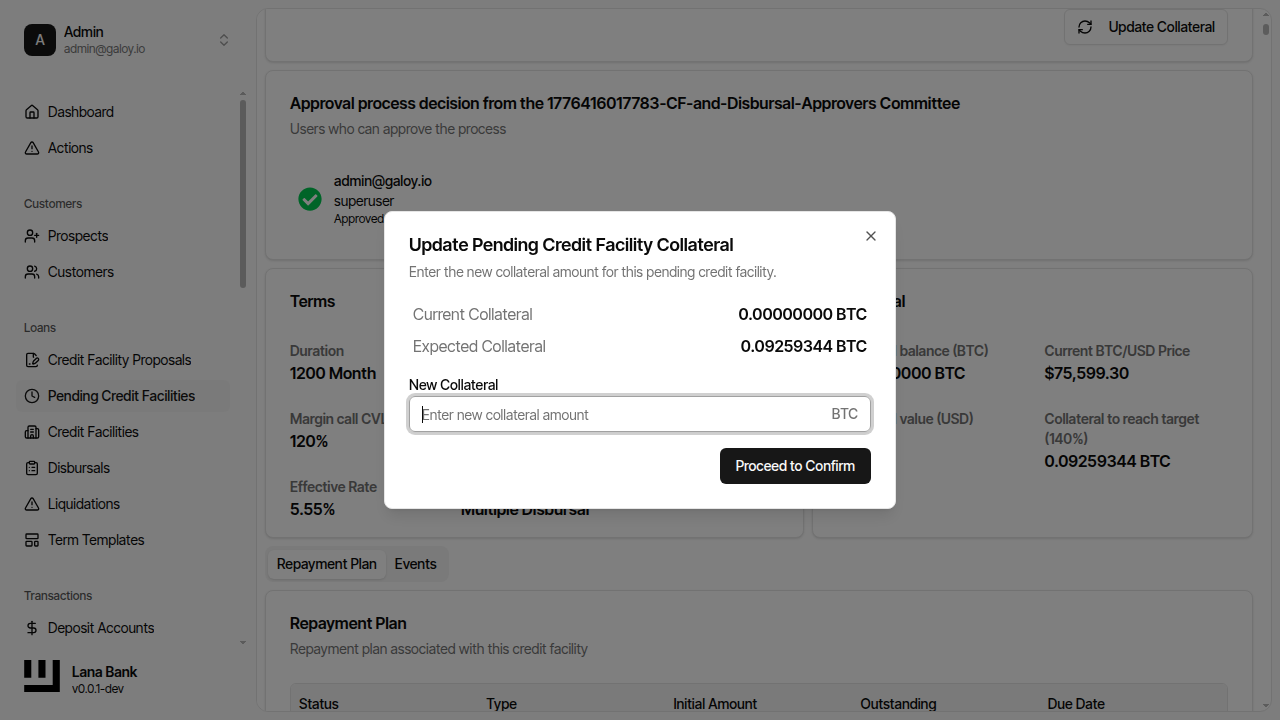 Click update collateral