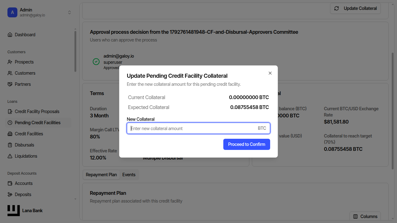 Click update collateral