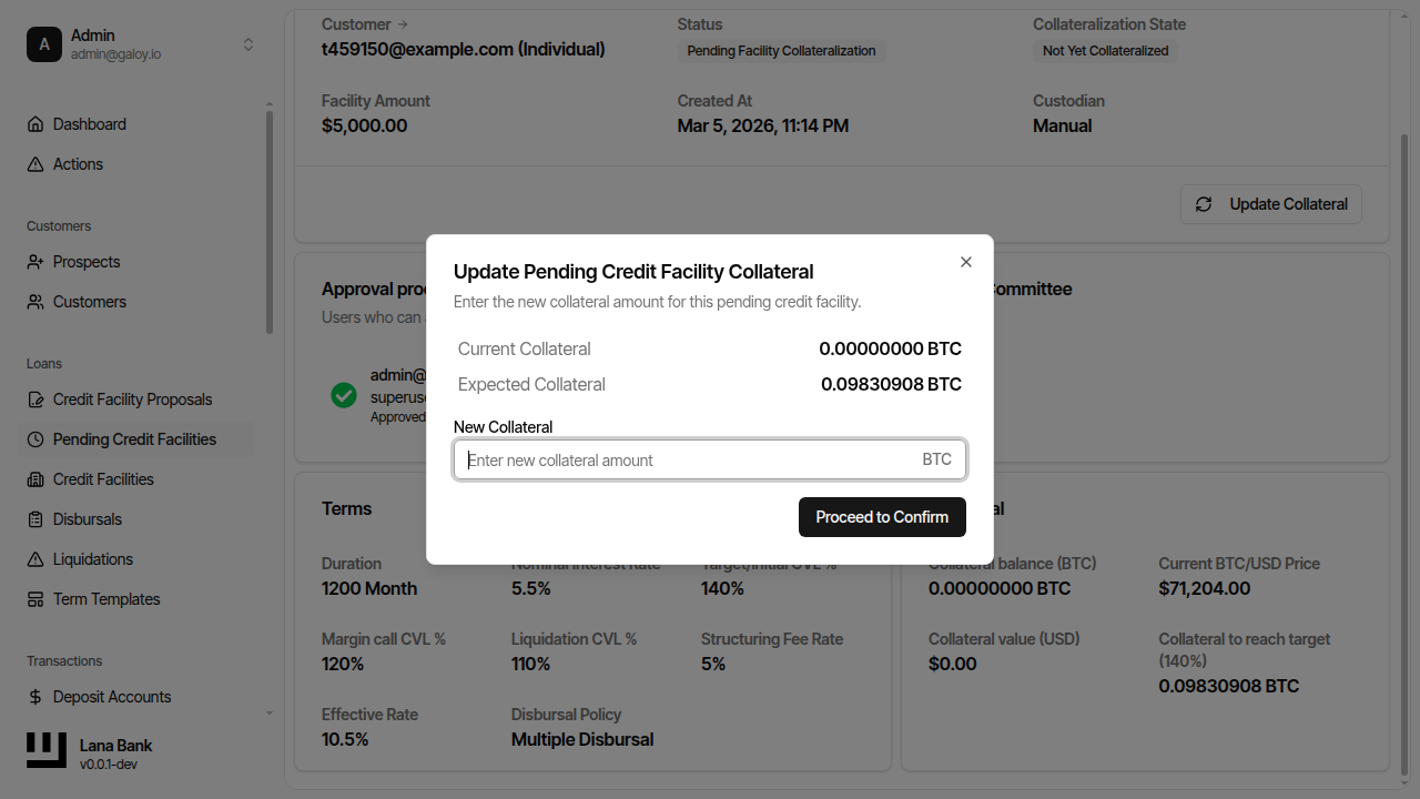 Click update collateral