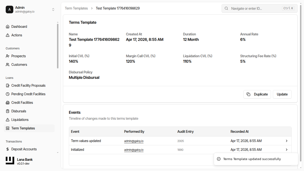 Template update success