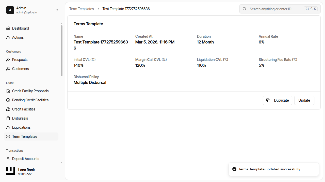 Template update success