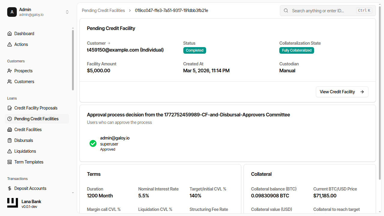 Pending facility completed