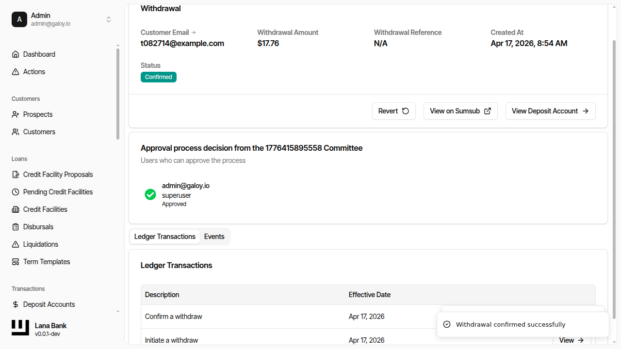 Approved withdrawal status