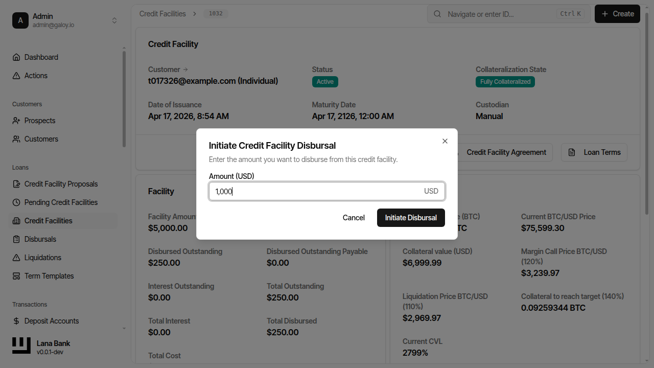 Enter disbursal amount