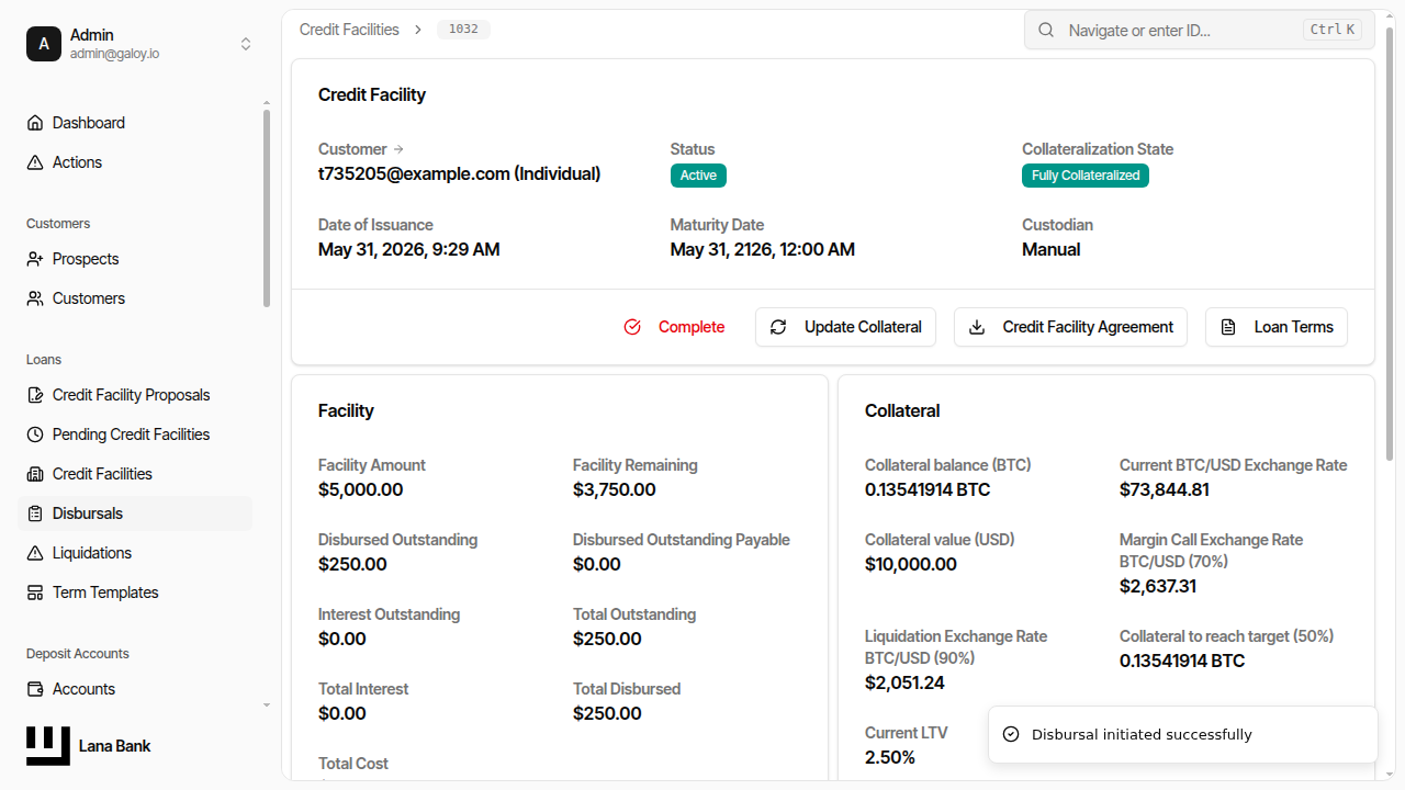 Disbursal page