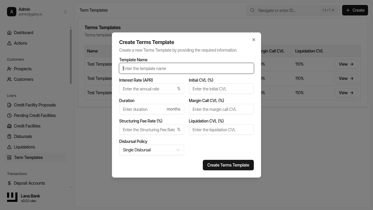 Click create template
