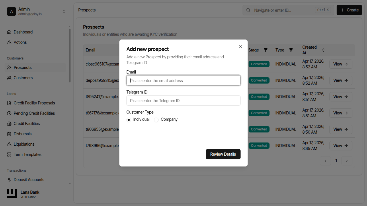 Click create prospect