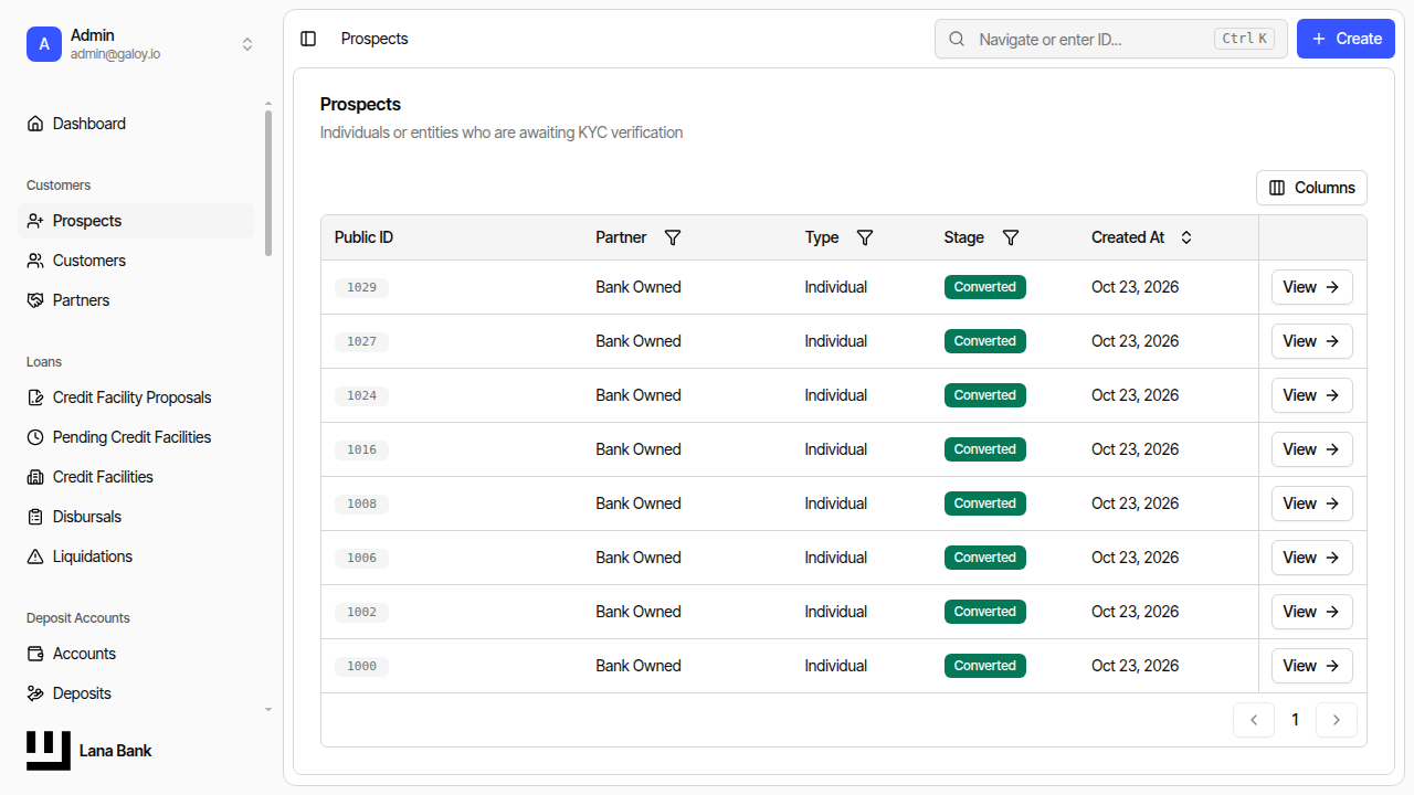 Click create prospect