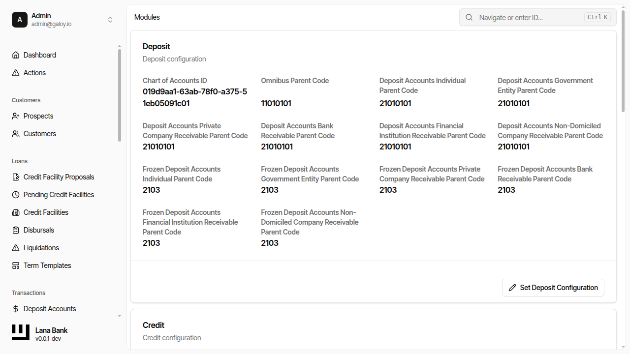 Credit configuration
