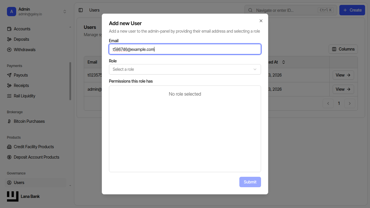 Enter user email