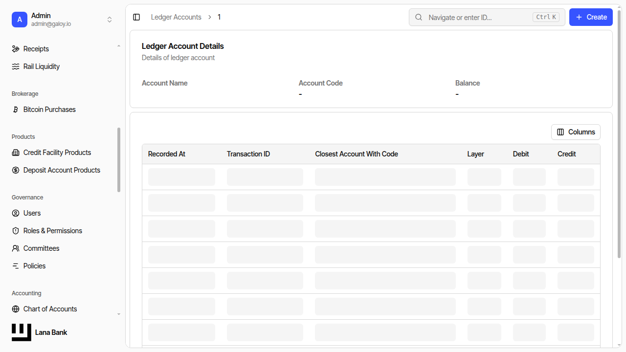 Ledger account details