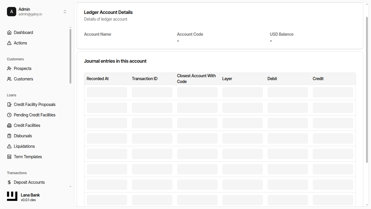 Ledger account details