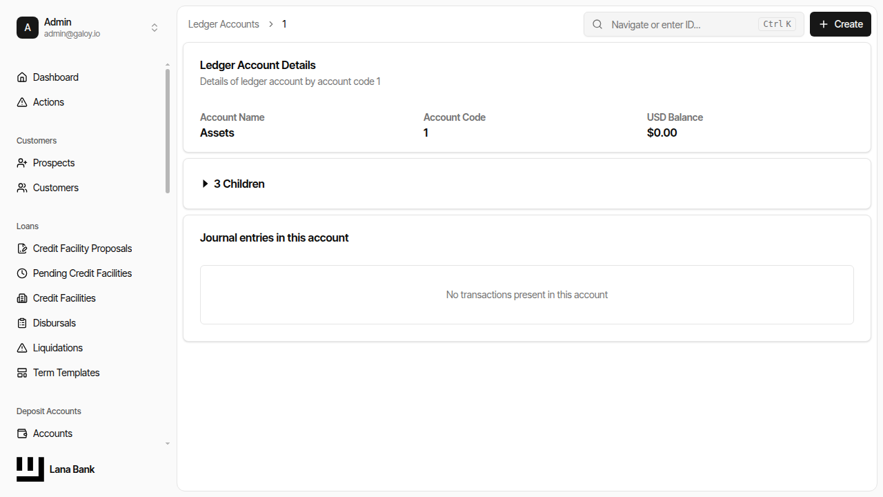 Ledger account details