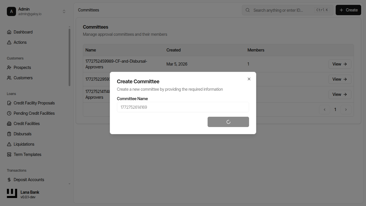 Submit committee creation