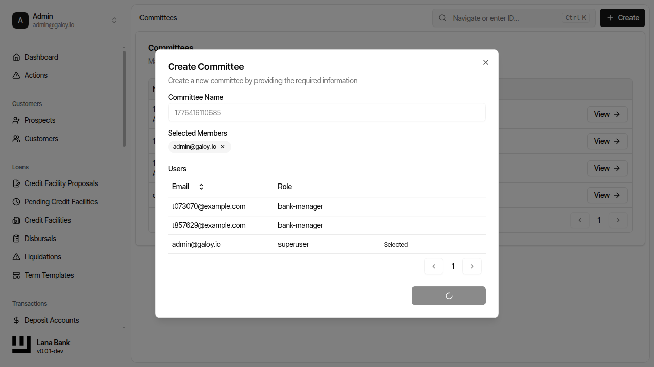 Submit committee creation