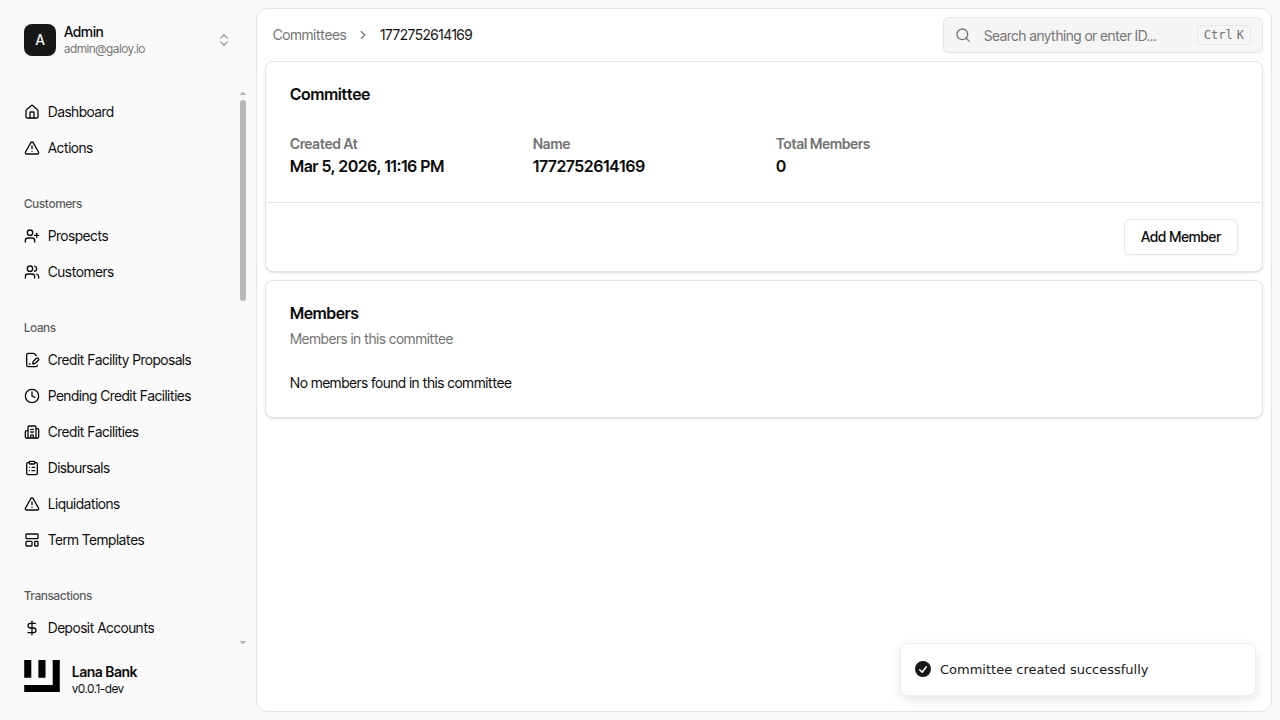 Committee created successfully