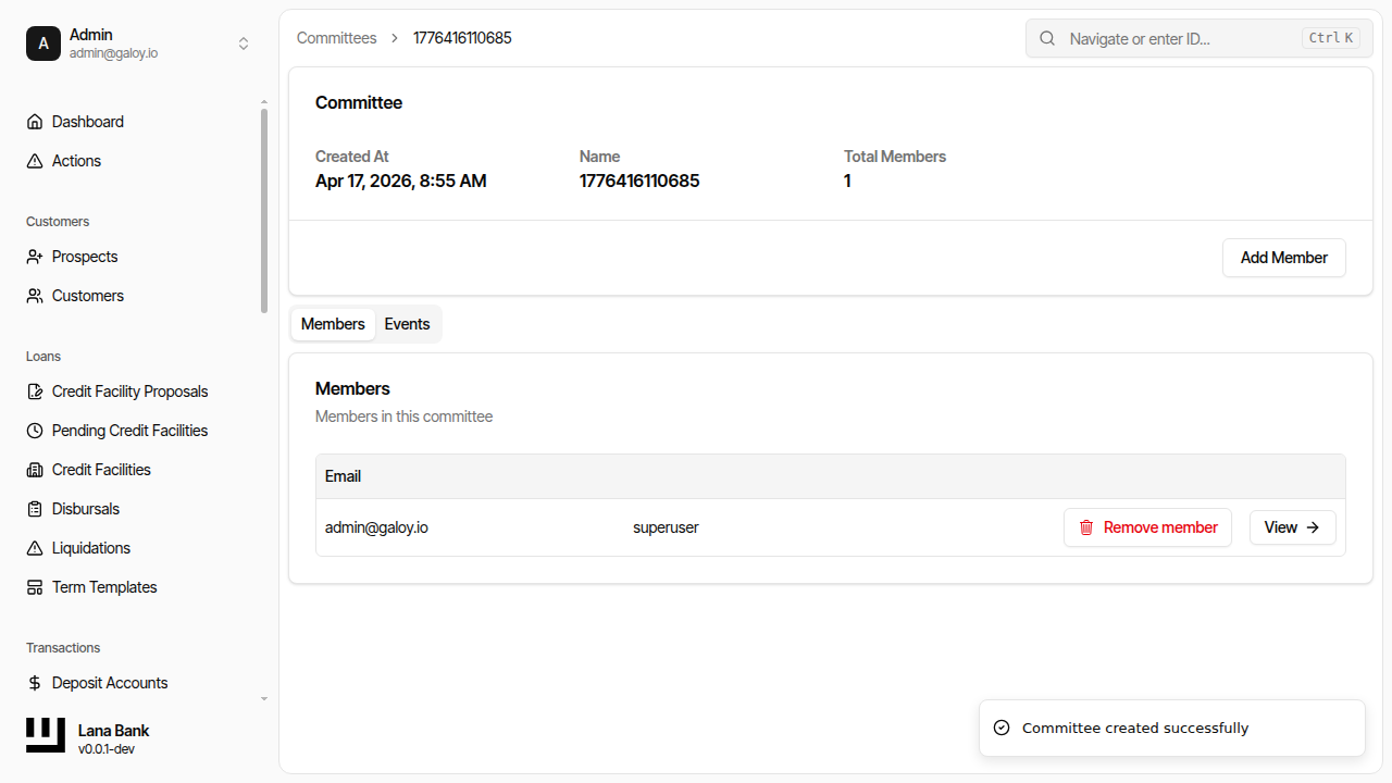 Committee created successfully