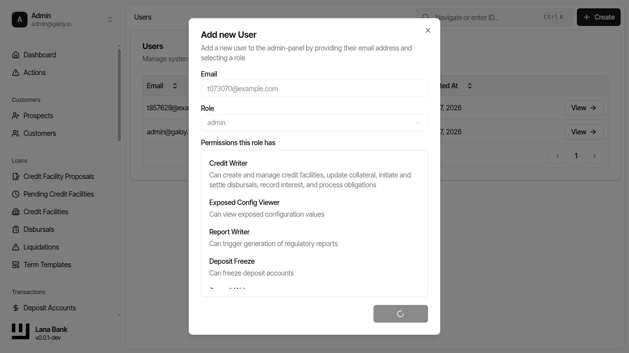 Submit user creation