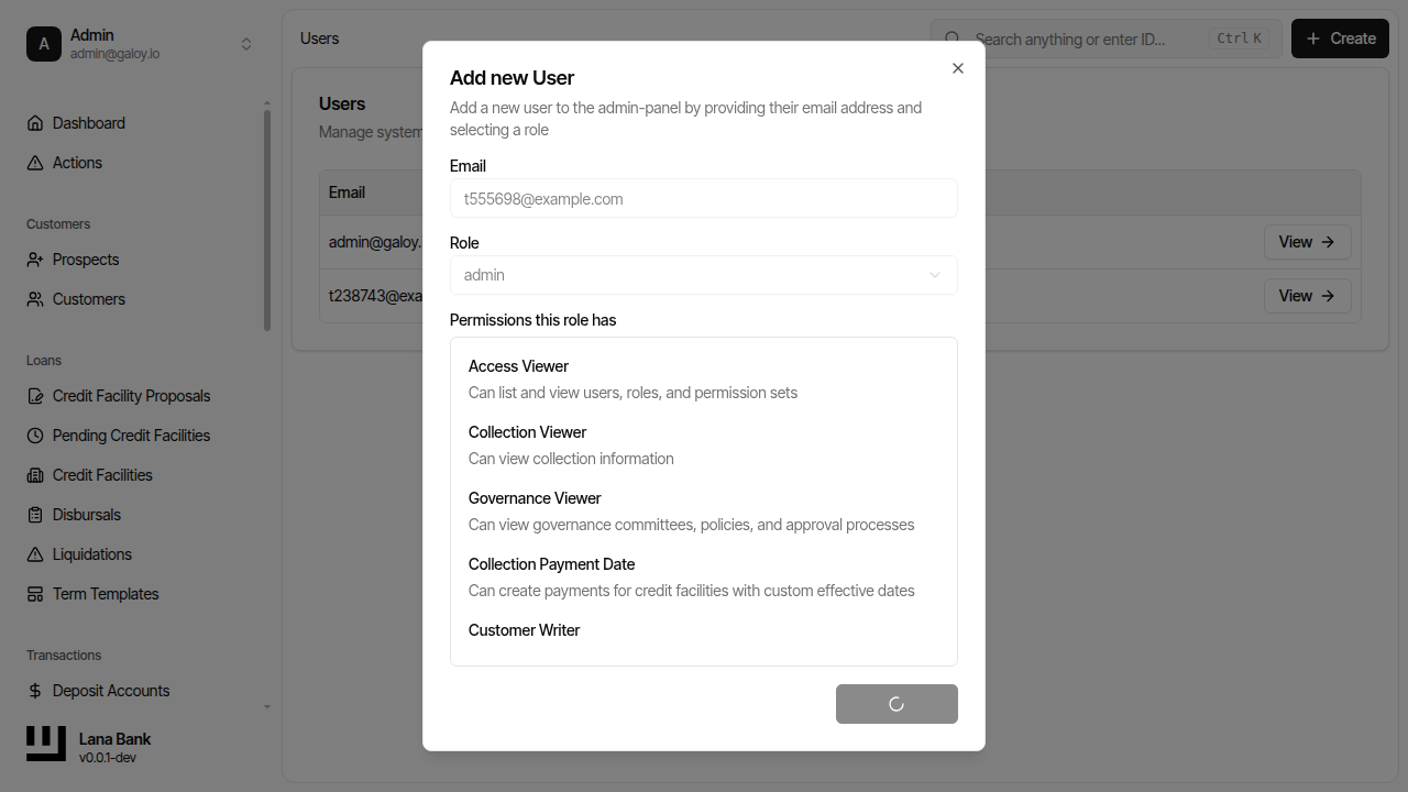 Submit user creation